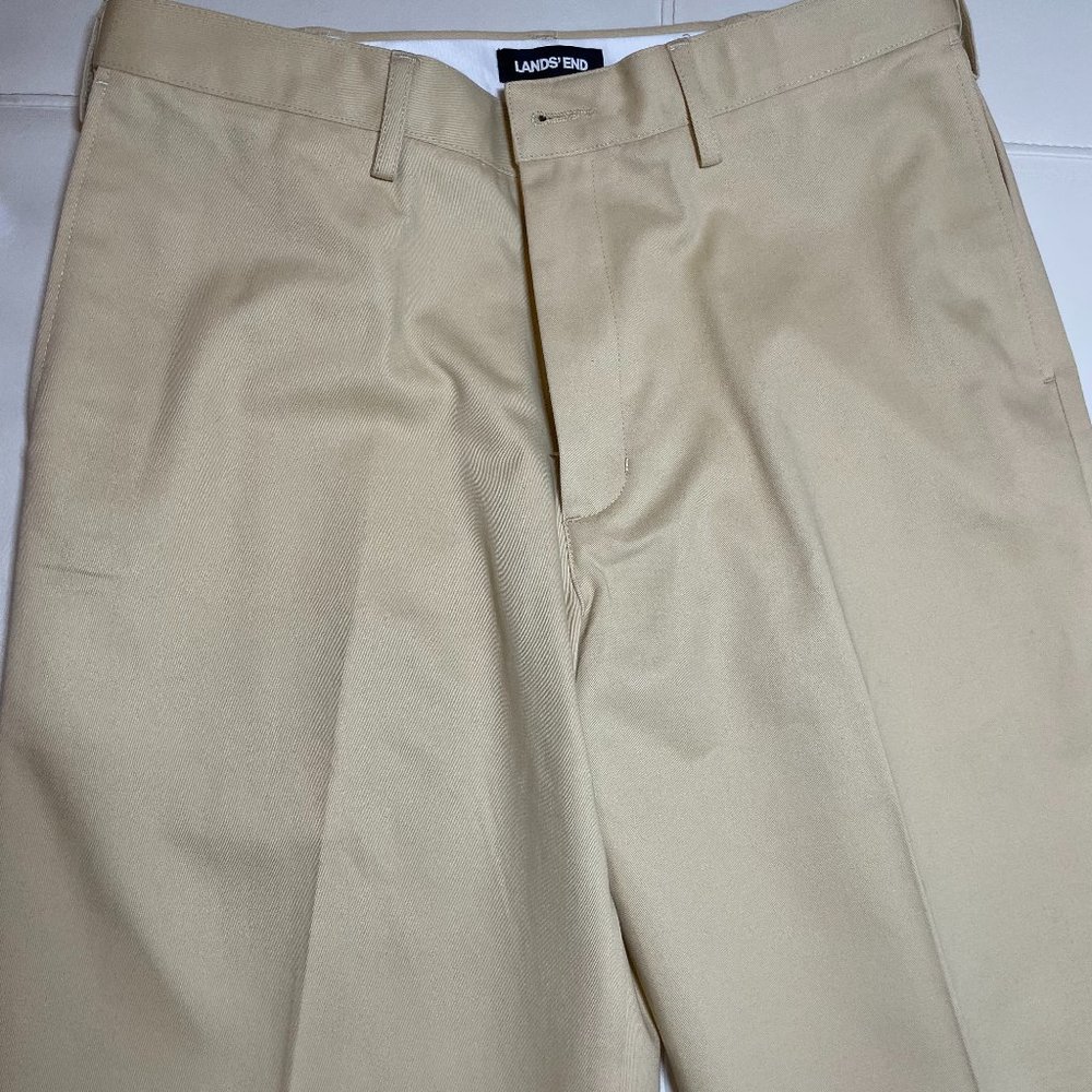 Men's Lands' End Khaki Pants Size 32 100% Cotton